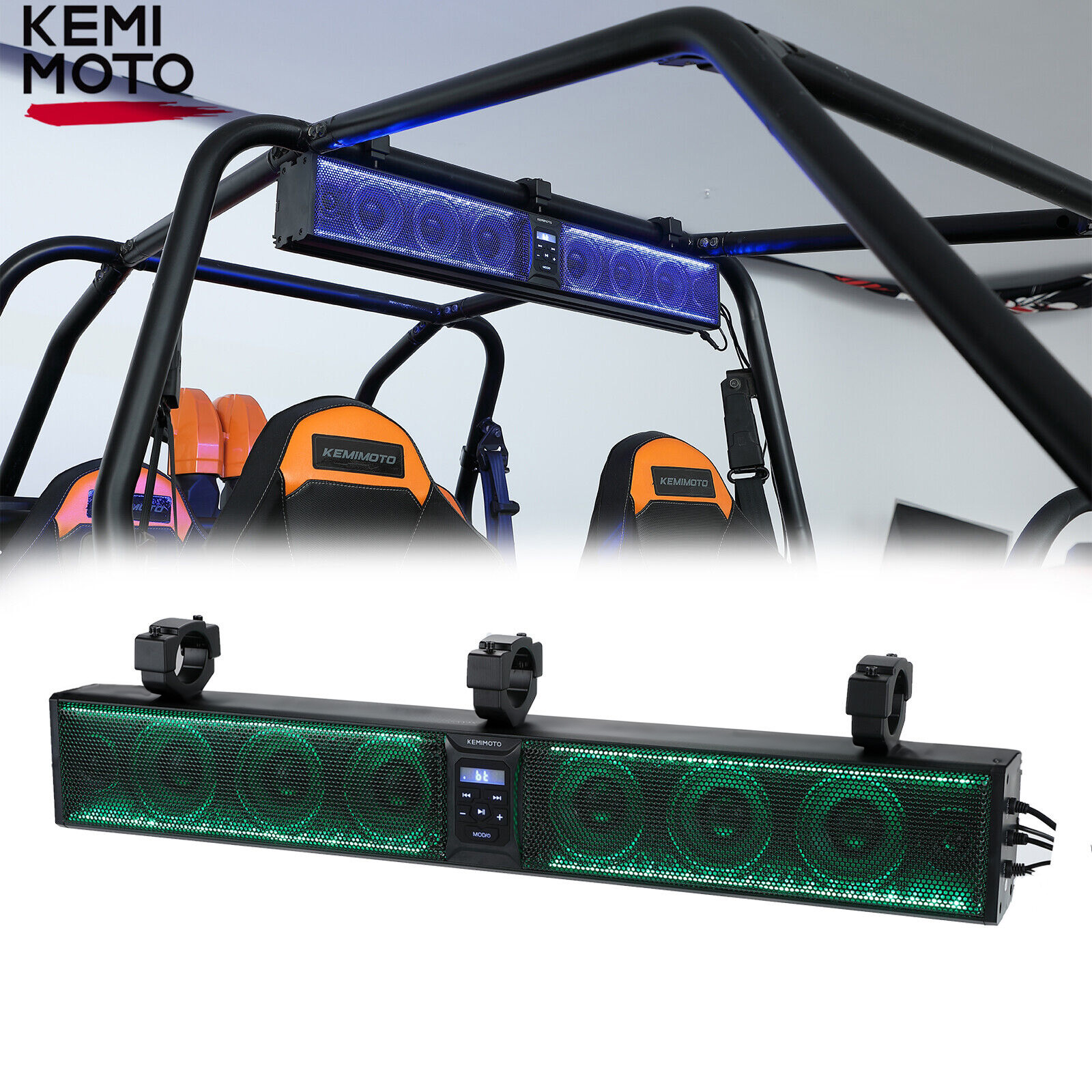26 inch RGB UTV Sound Bar Waterproof Bluetooth W/Multicolor Lights 500W 6 Speakers SXS Wireless Sound System Fits 1.5-2.25 Roll Bars Compatible with Polaris RZR Ranger for Can-Am Maverick X3/R for CF-Moto Z-Force 800/1000 for for UTV ATV Golf Cart Boat - A image 1
